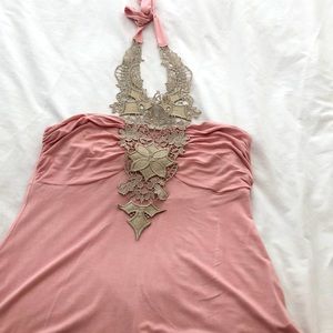 Cute pink and cream embroidered top